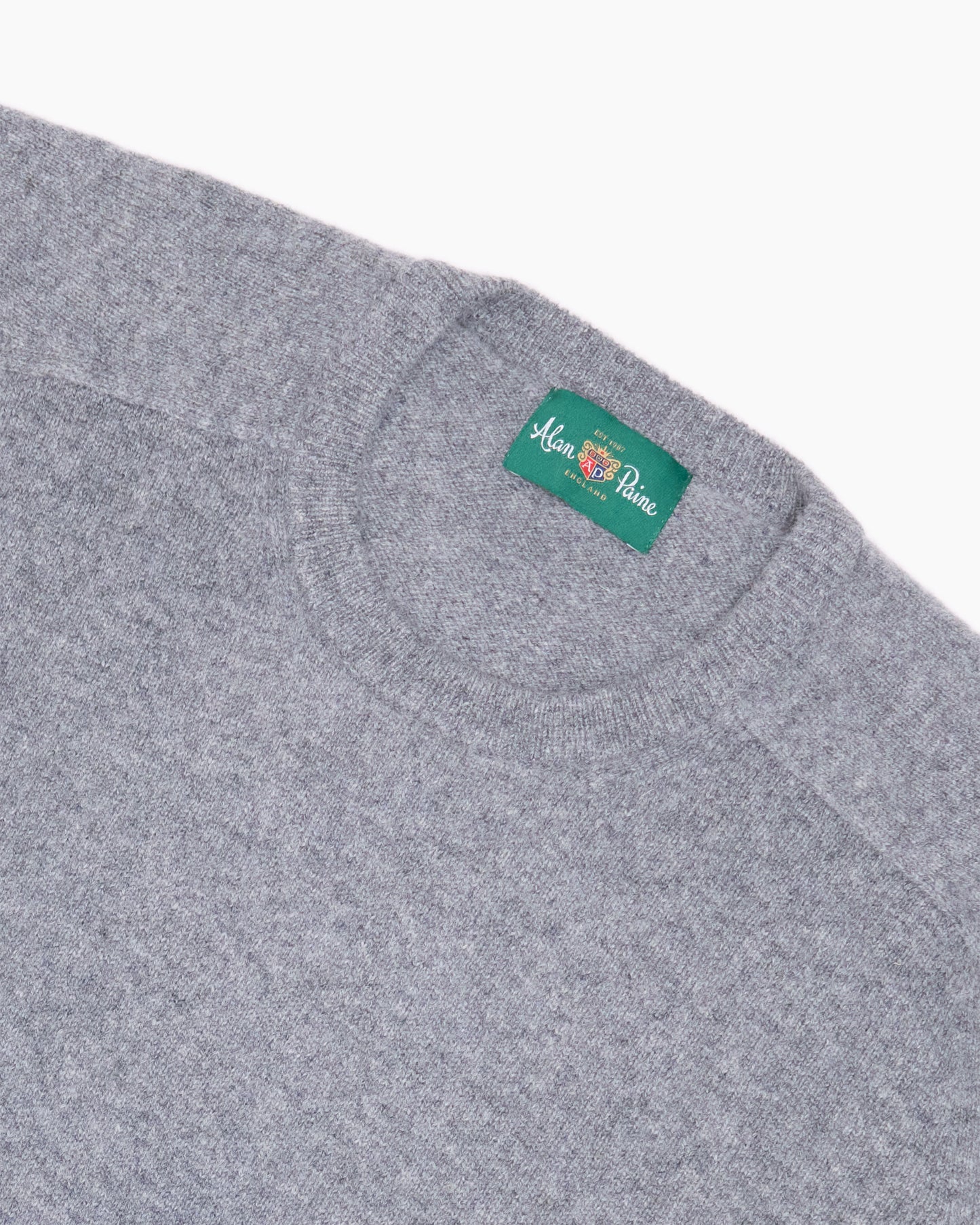 Grey Dorset Lambswool Saddle Shoulder Crew Neck