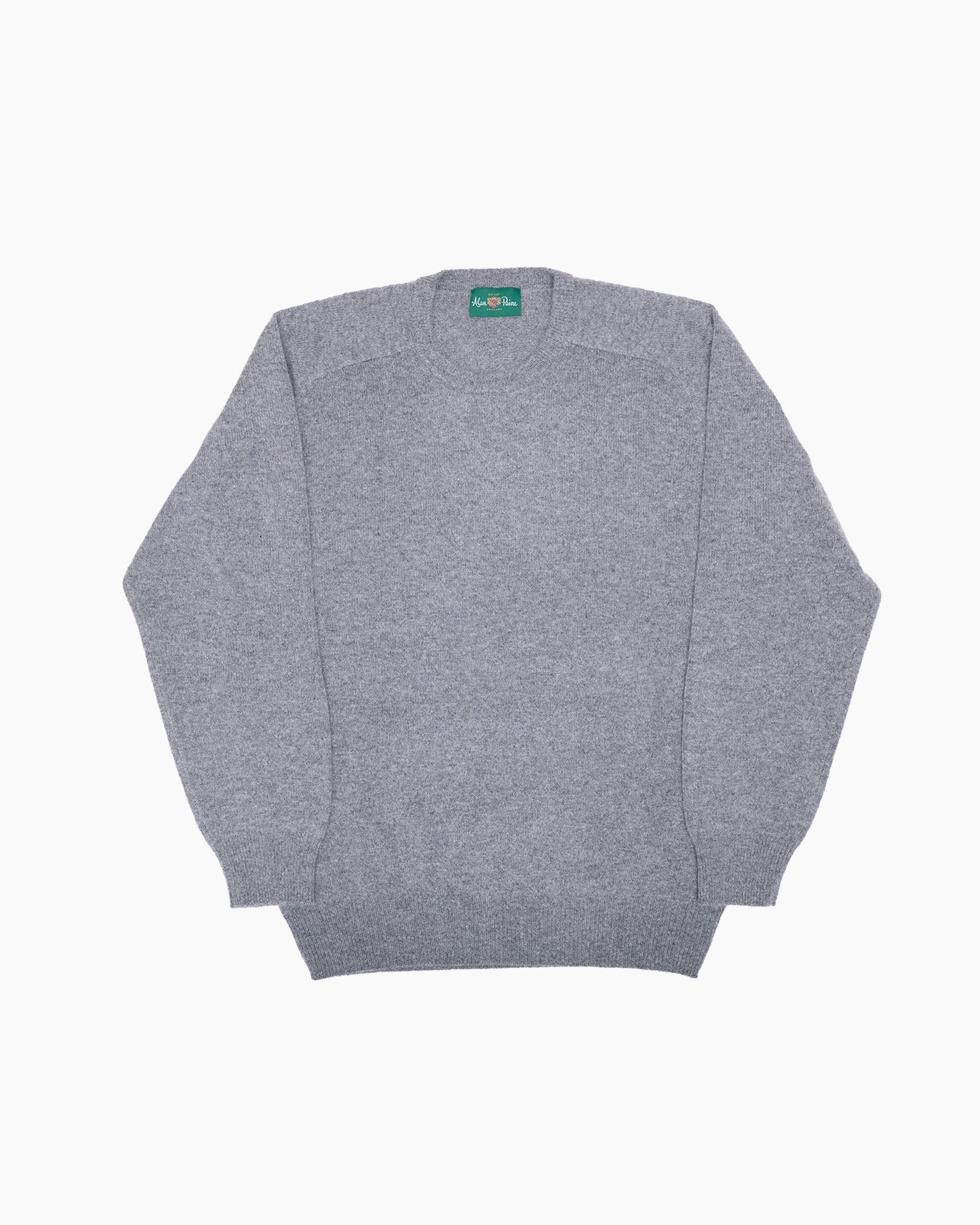 Grey Dorset Lambswool Saddle Shoulder Crew Neck