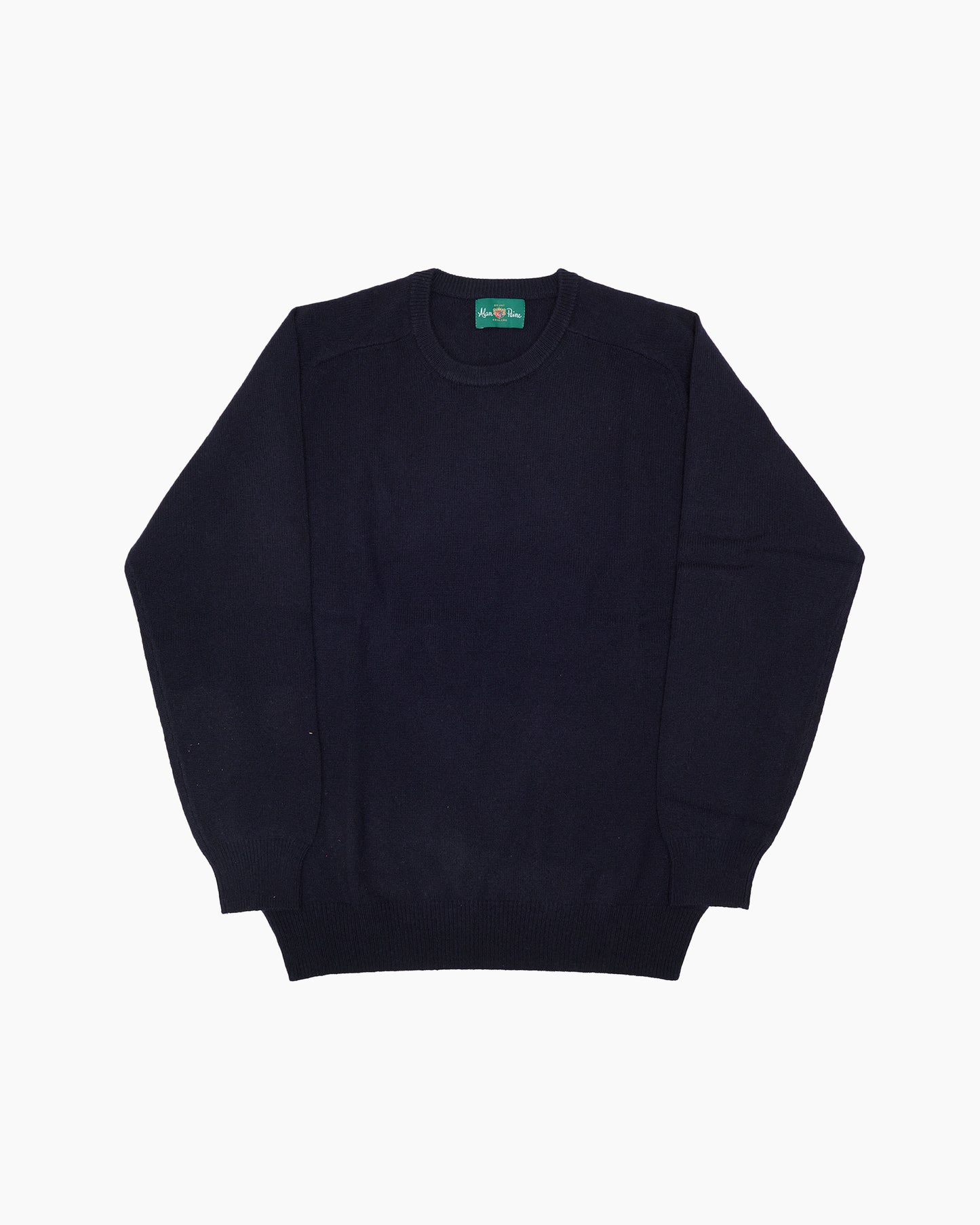 Navy Dorset Lambswool Saddle Shoulder Crew Neck