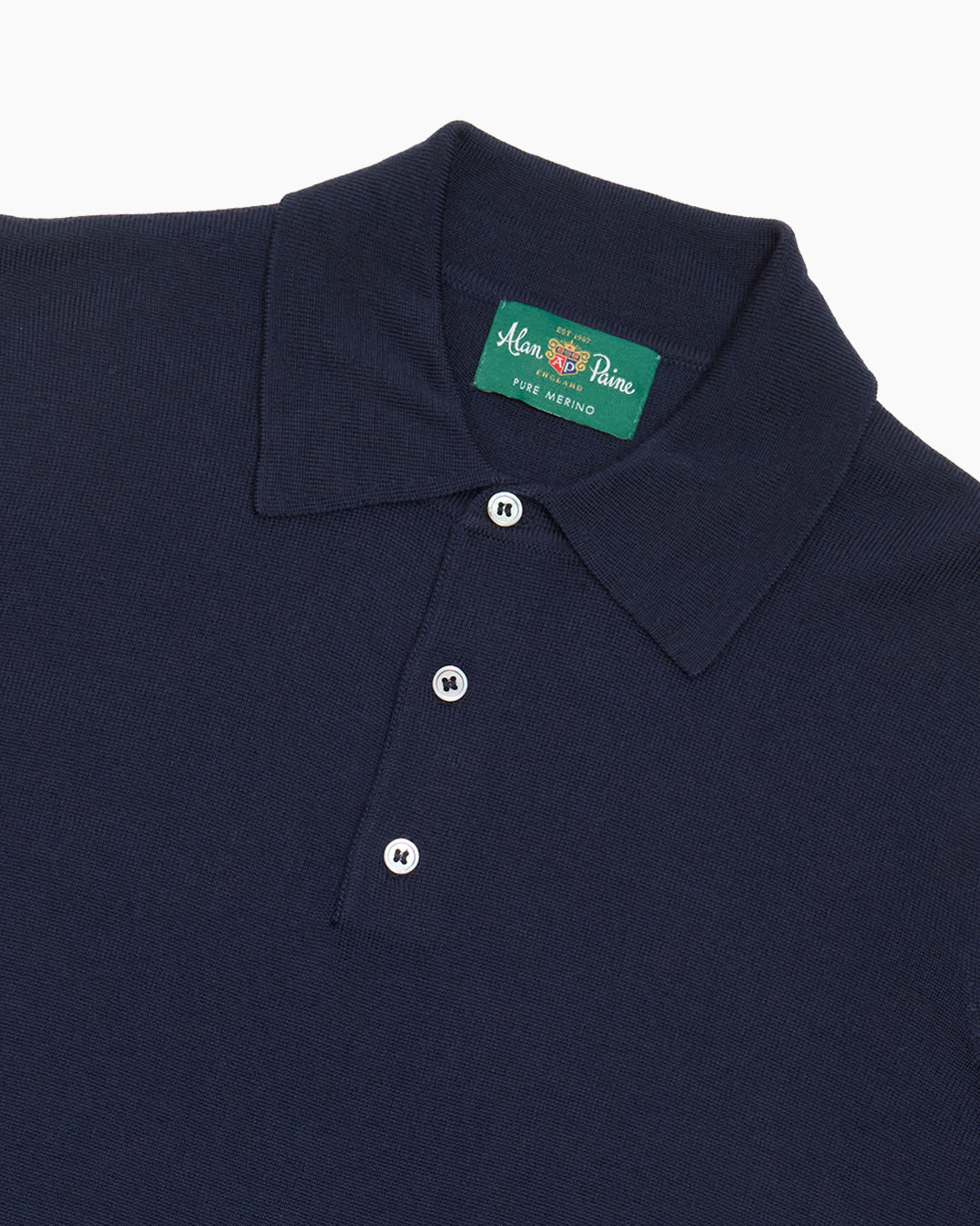 Navy Hindhead Merino Wool Polo Shirt