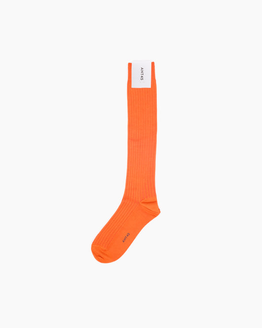 Orange Long Ribbed Cotton Sock