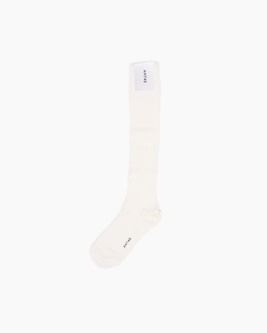 White Long Ribbed Cotton Sock