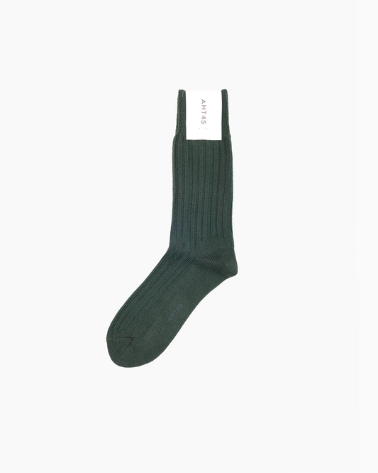 Bottle Green Cashwool Ribbed Sock