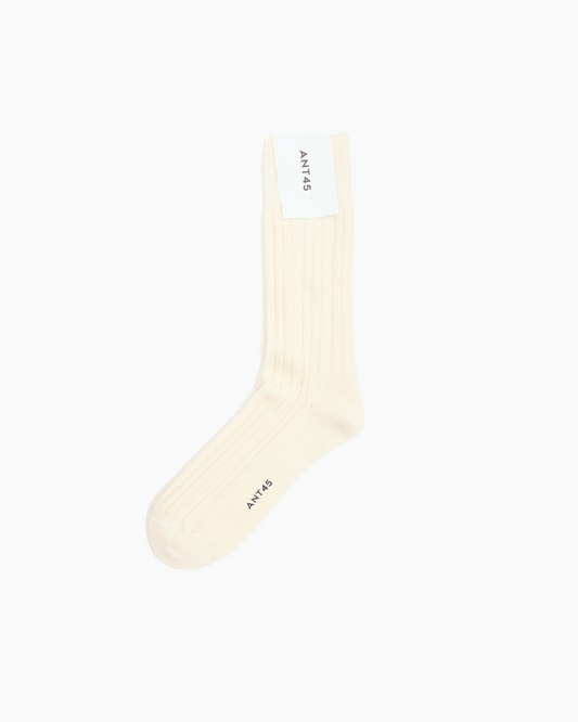 Cream Cashwool Ribbed Sock