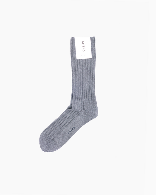 Grey Cashwool Ribbed Sock