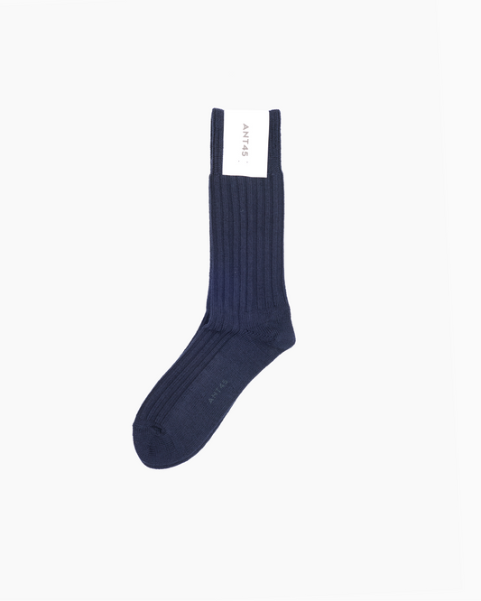 Navy Cashwool Ribbed Sock
