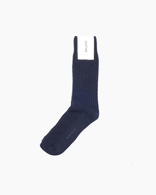 Navy Waffle Vuotso Sock