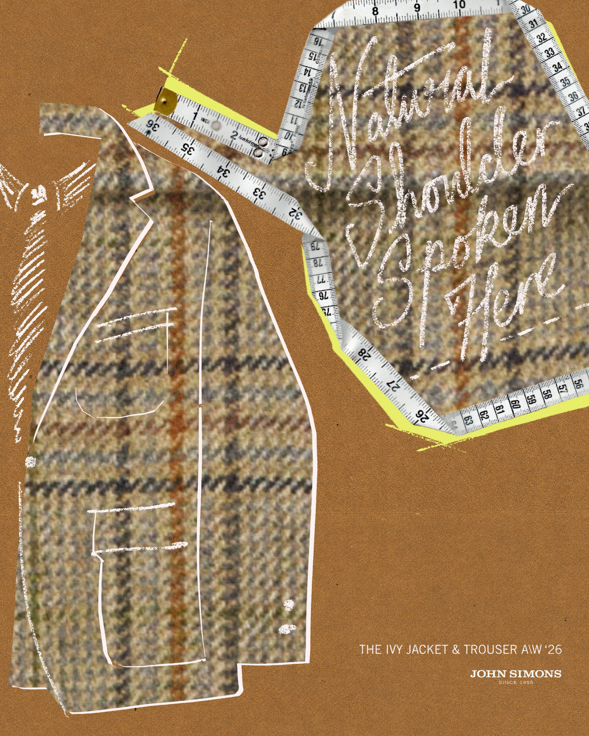 Light Brown Overcheck Merino Lambswool Tweed Ivy Jacket