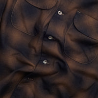 F3519 Brown Check Open Collar Shirt