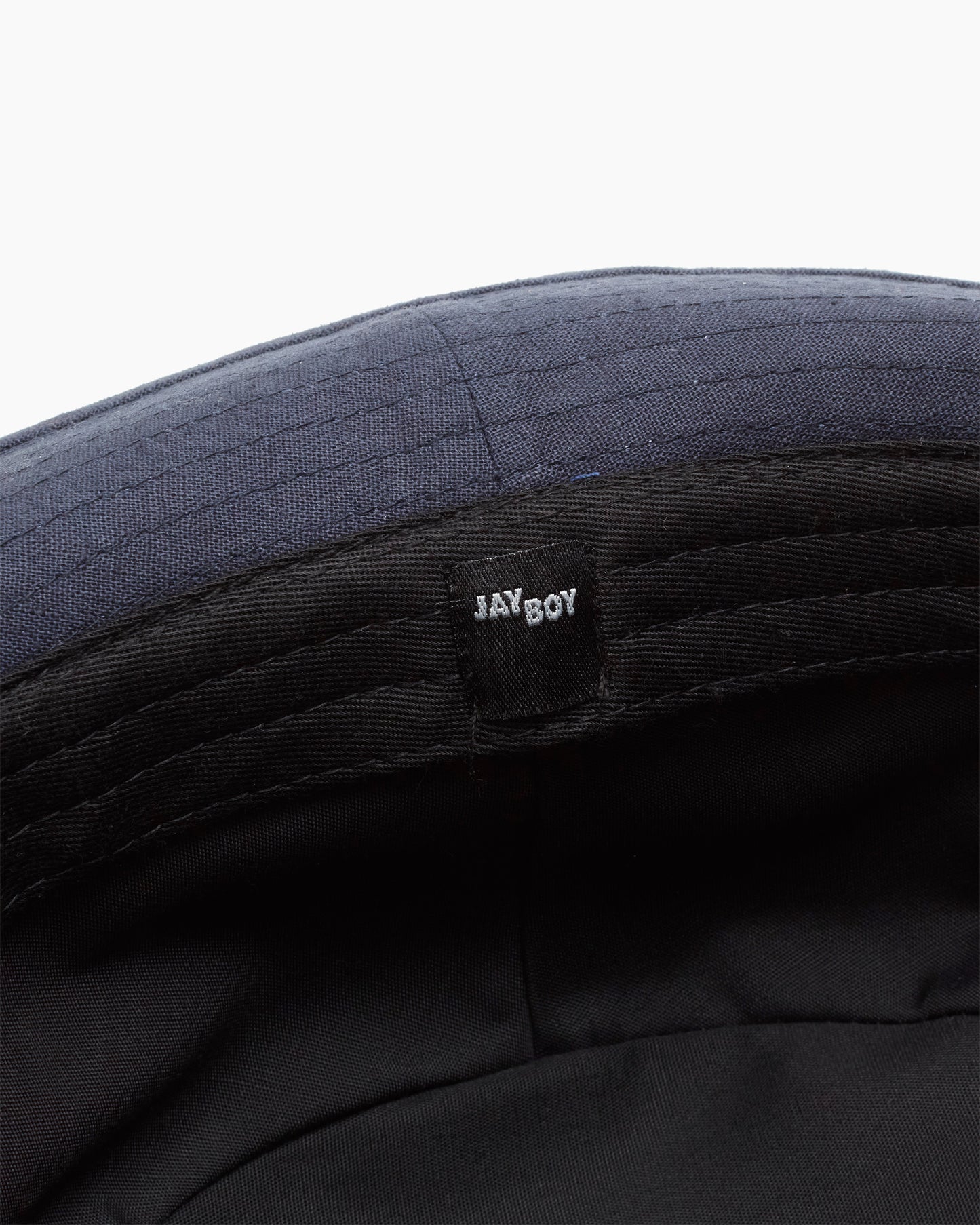 Navy & Black Trim Snap–Brim Bucket Linen Hat