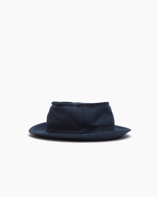 Navy Snap–Brim Bucket Cotton Sateen Hat