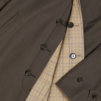 Brown Reversible Wool Cotton Gabardine Overcoat