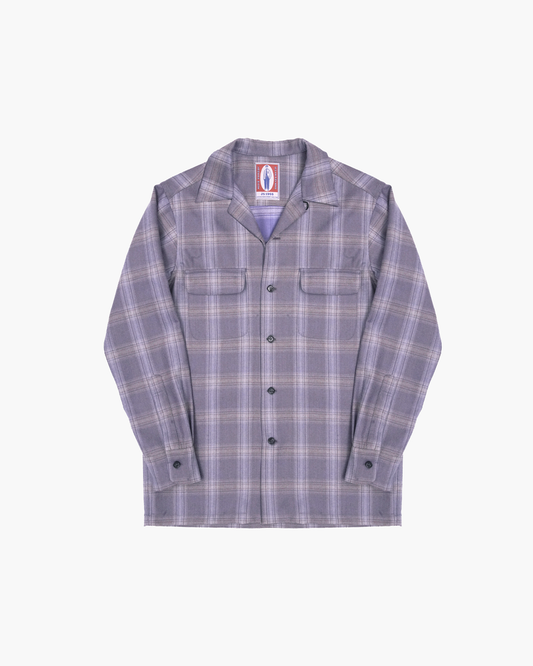 Heather Shadow Plaid Loop Collar Overshirt