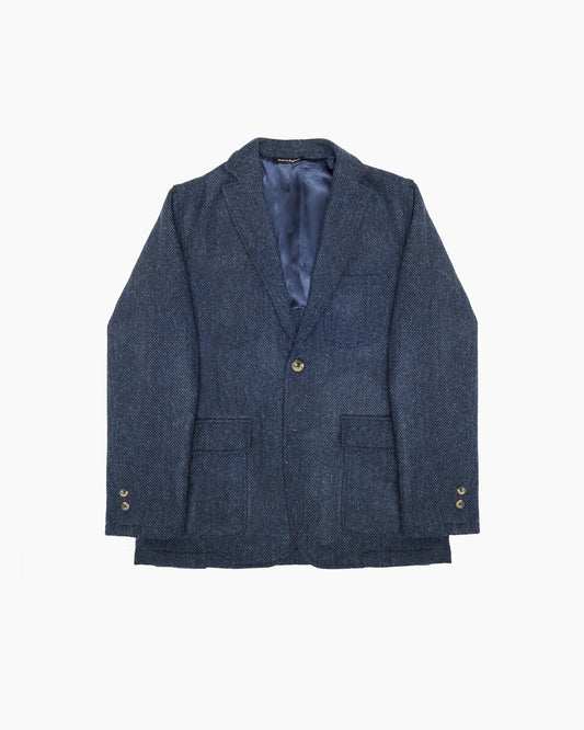 Midnight Blue Herringbone Heavyweight Harris Tweed Ivy Jacket