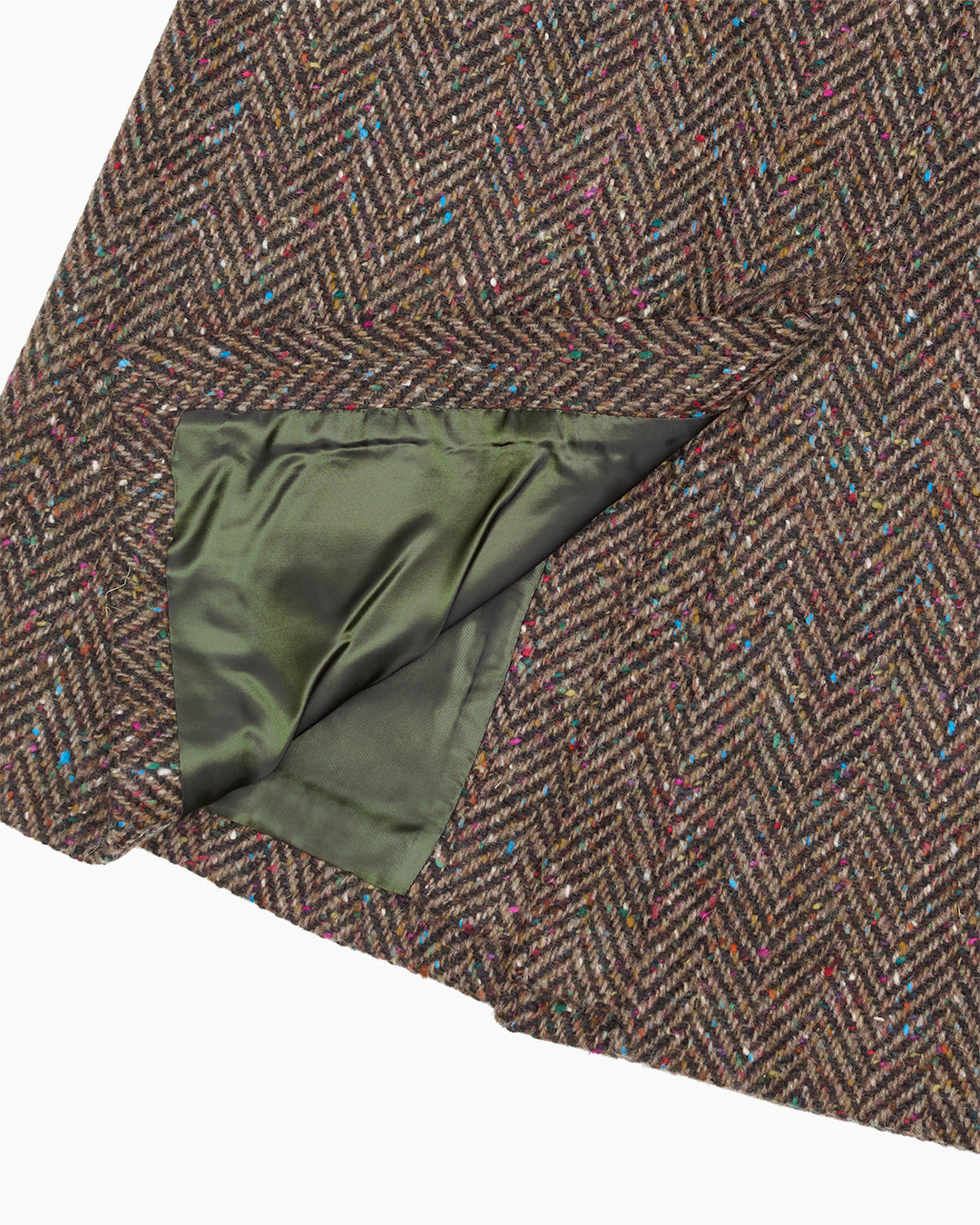 Full Length Brown Herringbone Donegal Tweed Overcoat