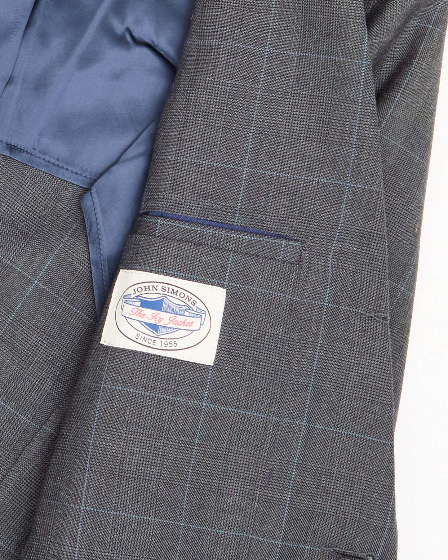 Grey Prince of Wales Wool Check Ivy Jacket