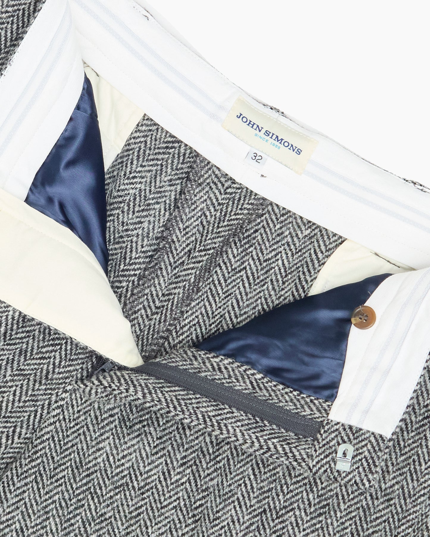 Grey Herringbone Heavyweight Harris Tweed Ivy Trousers
