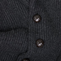 Charcoal Ribbed Shawl Collar Shetland Cardigan