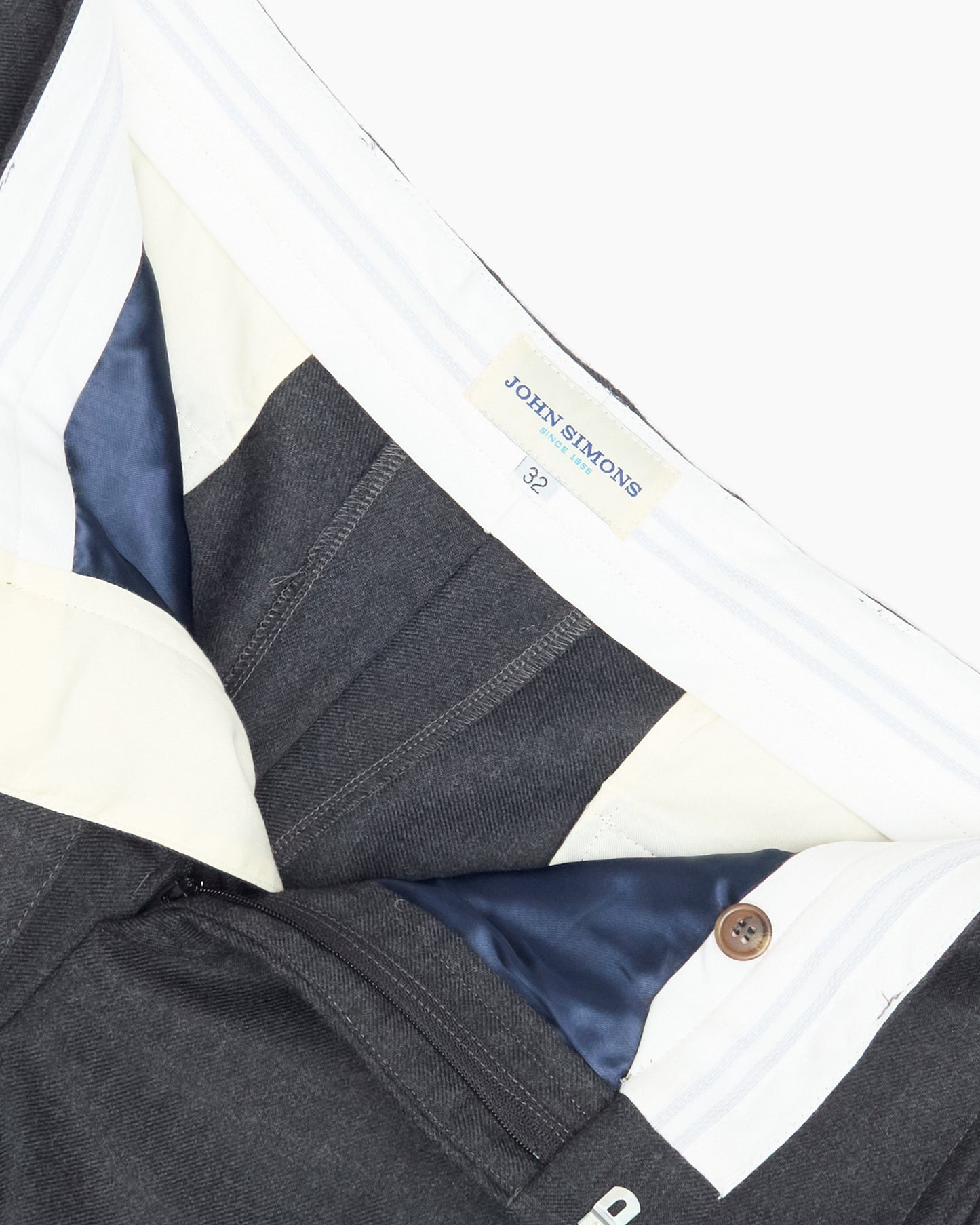 Grey Heavyweight Plain Twill Wool Ivy Trousers