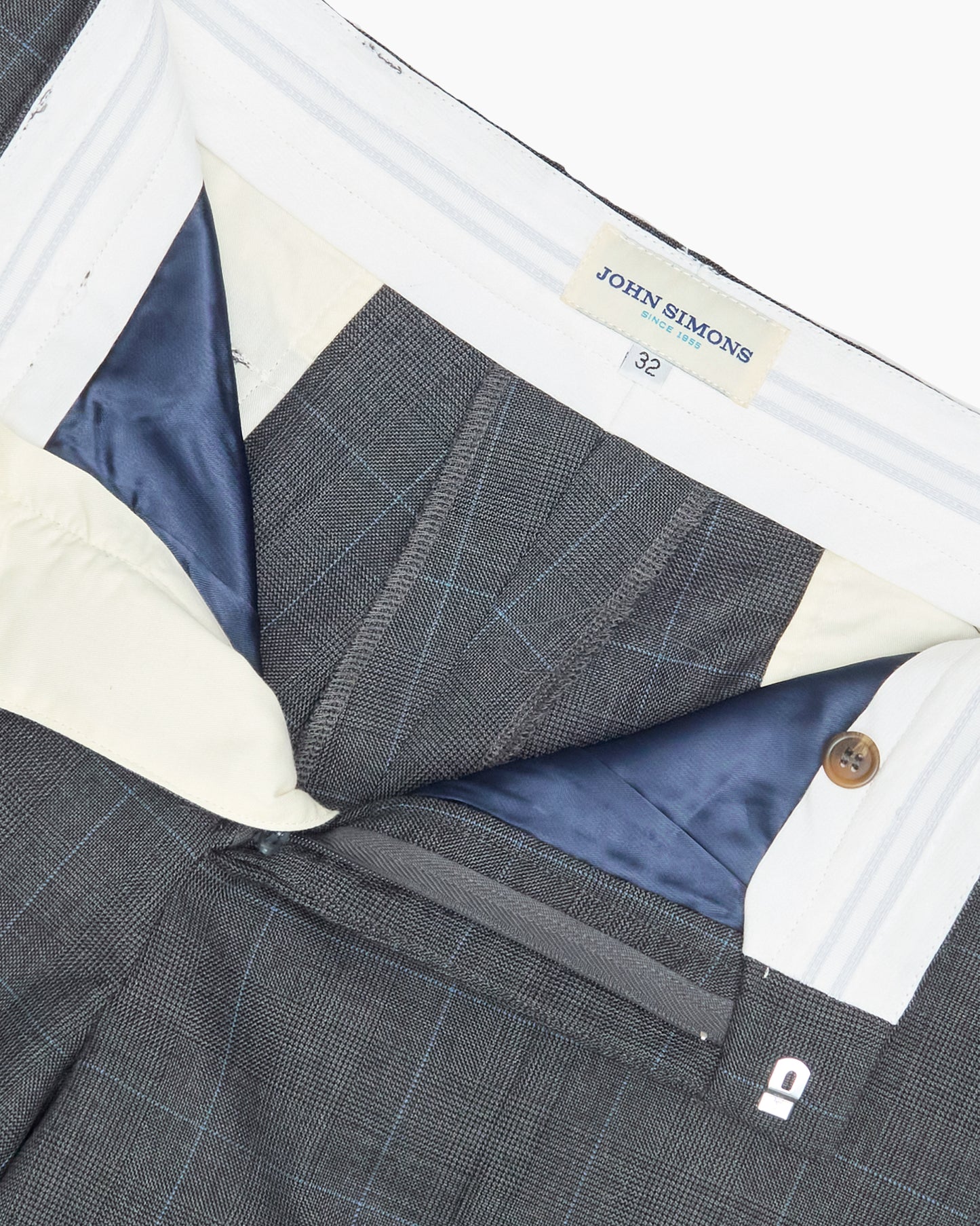 Grey Prince of Wales Wool Check Ivy Trousers