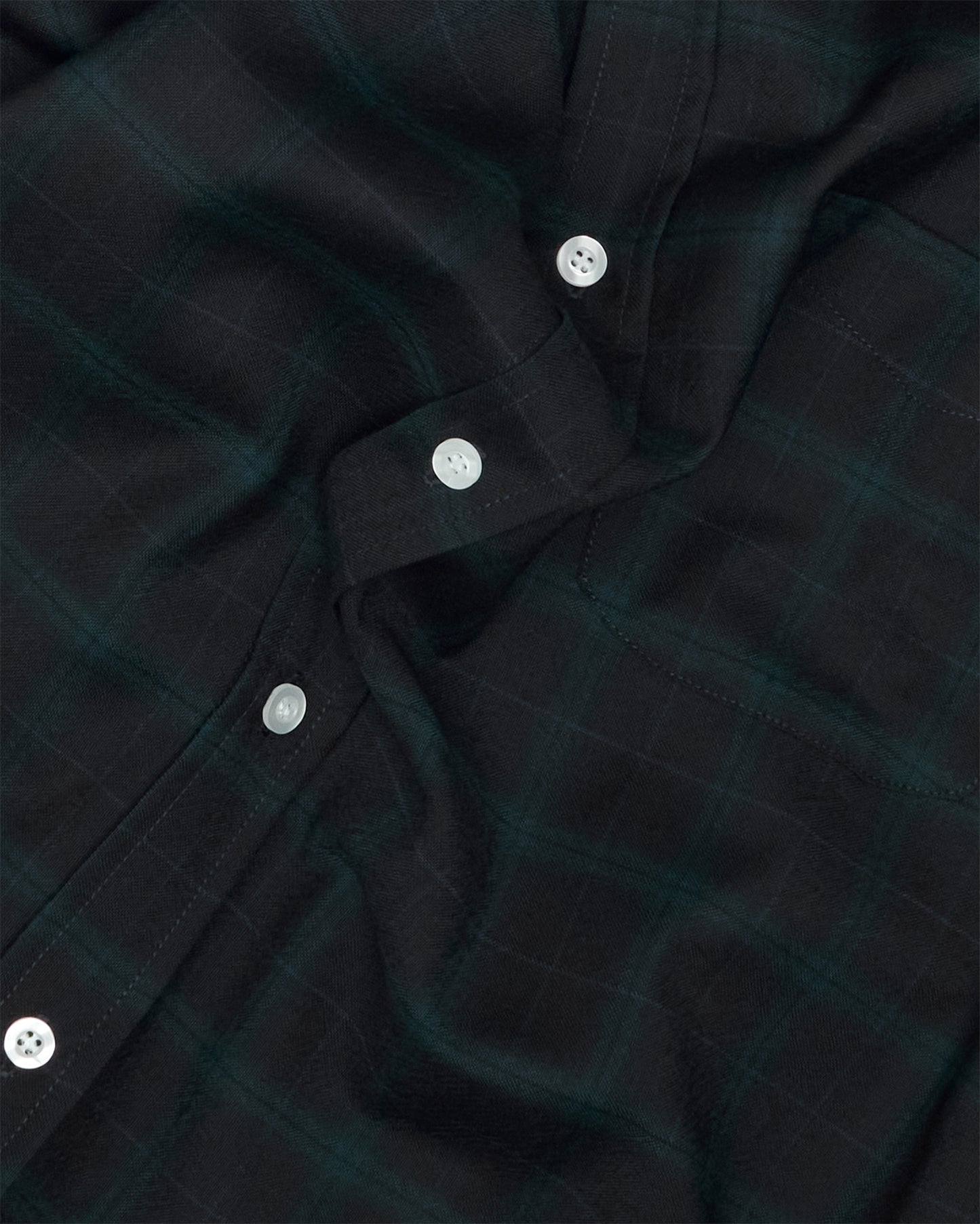 Midnight Navy & Green Check Wool Ivy Shirt