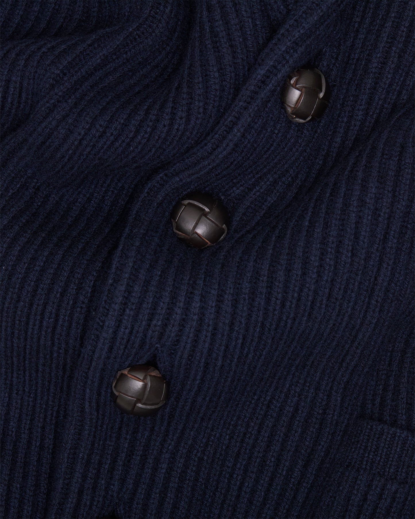 Navy Ribbed Shawl Collar Shetland Cardigan