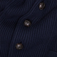 Navy Ribbed Shawl Collar Shetland Cardigan