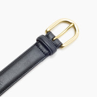 Black Horseshoe Buckle Slim Leather Belt