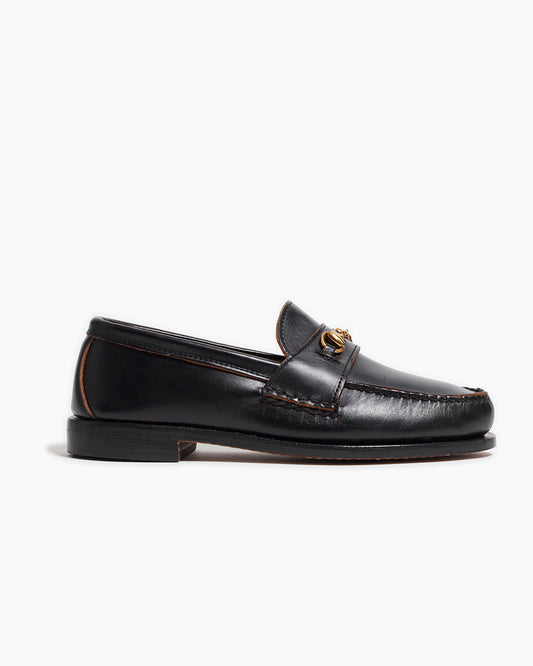 Black Horse Bit Calf Leather Loafers