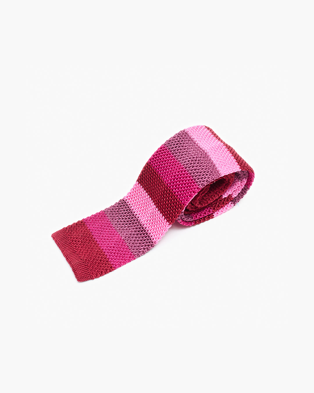 Silk Knitted Tie - Tonal Pink Multi Stripe