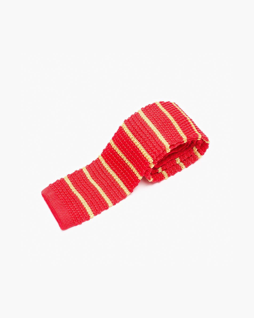 Silk Knitted Tie - Red & Yellow Stripe