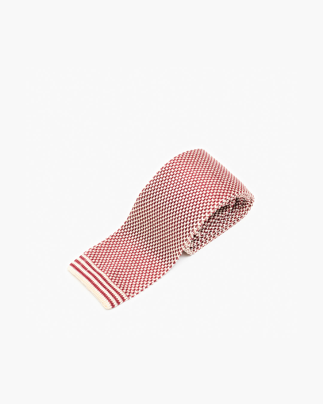 Silk Knitted Tie - Burgundy & White Weave