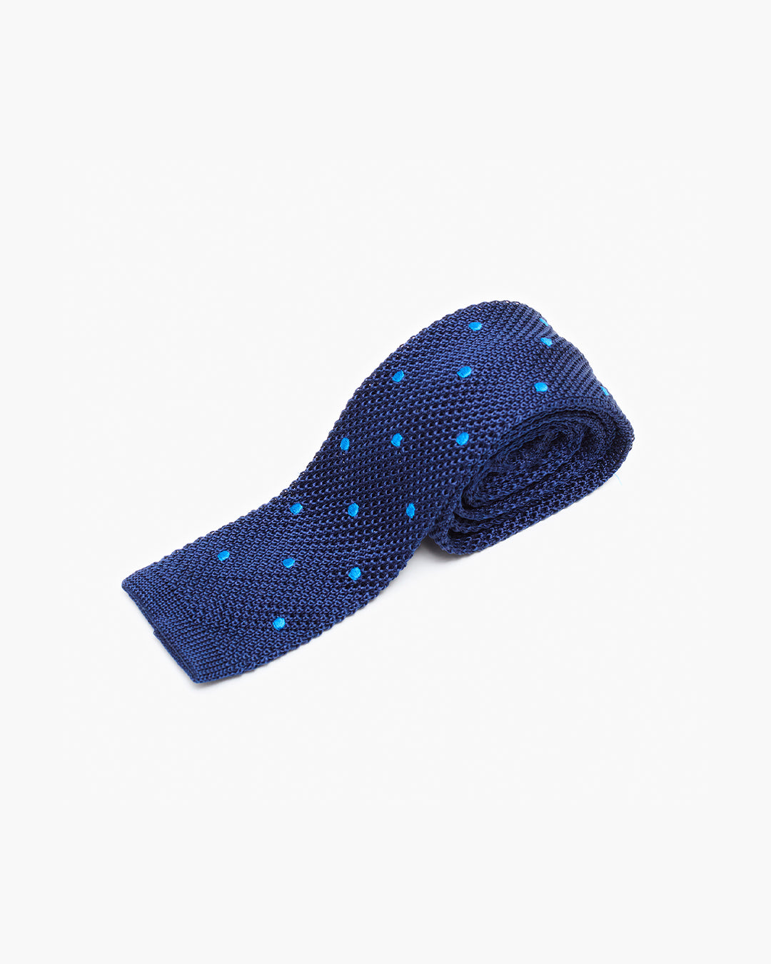 Silk Knitted Tie - Navy & Blue Polka Dot