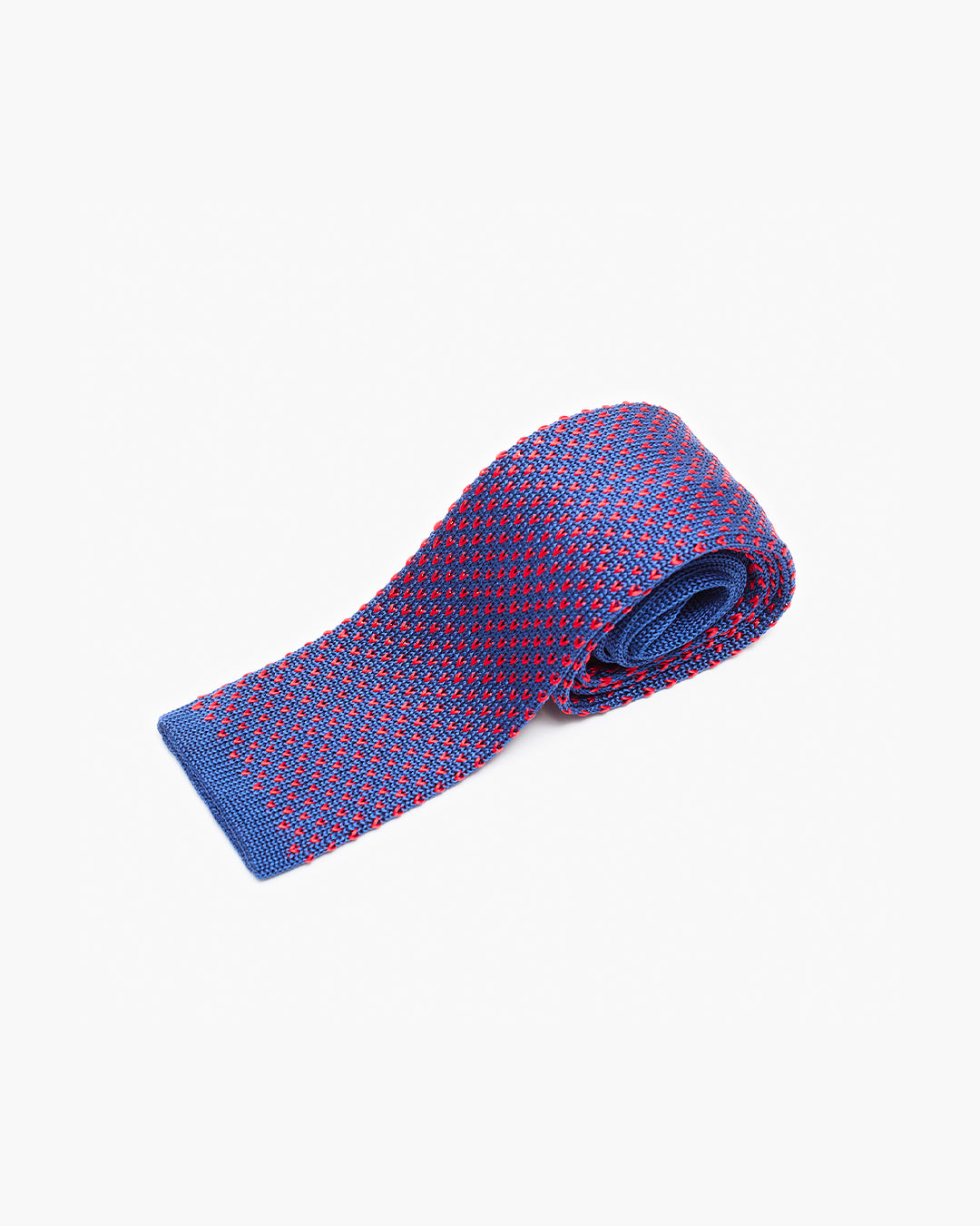 Silk Knitted Tie - Blue & Red Weave