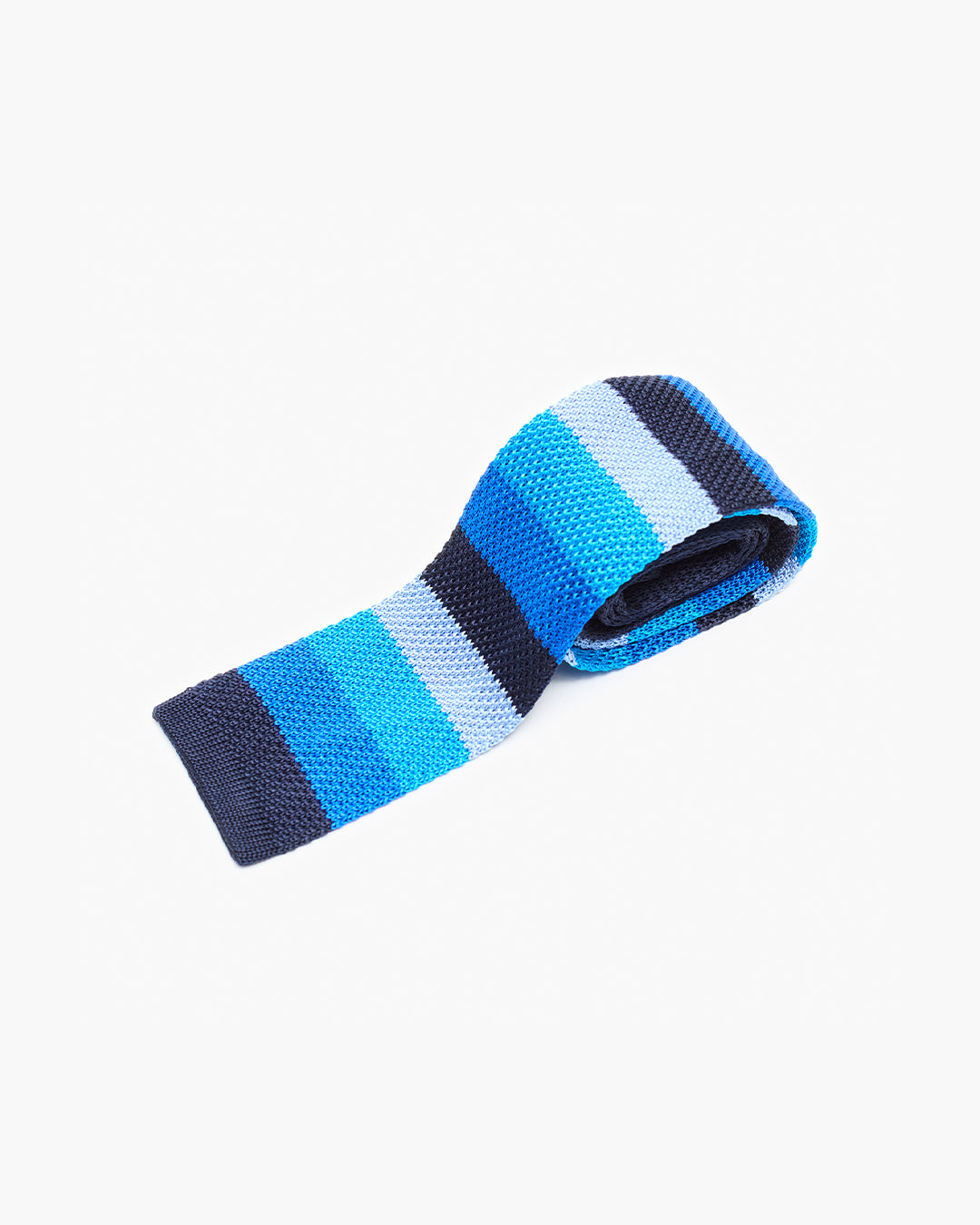 Silk Knitted Tie - Blue Tonal Stripes