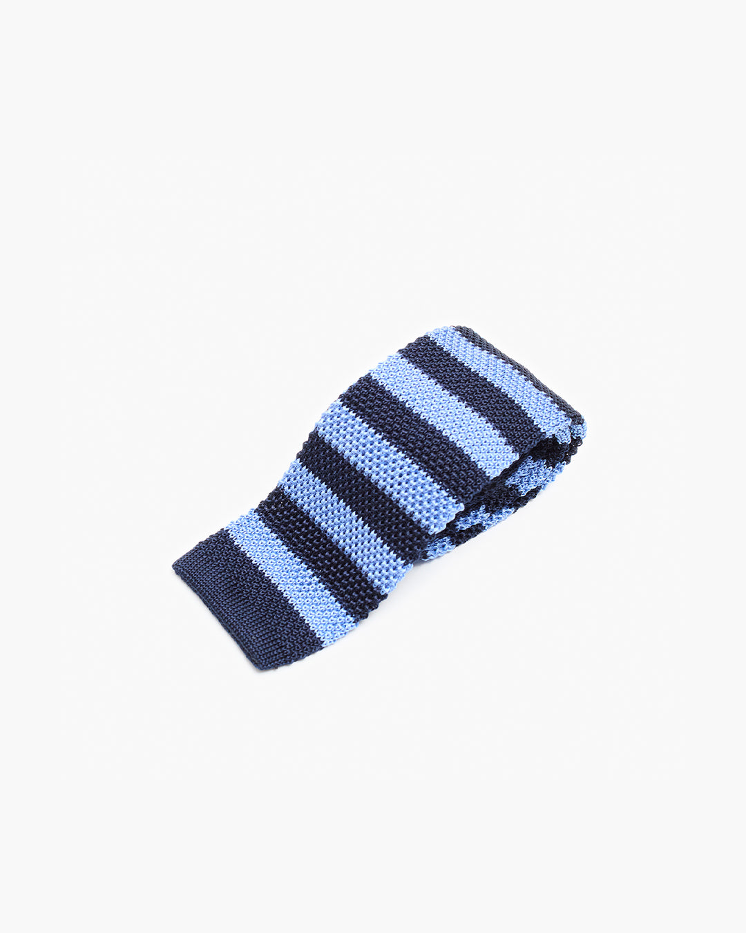Silk Knitted Tie - Navy & Blue Stripe