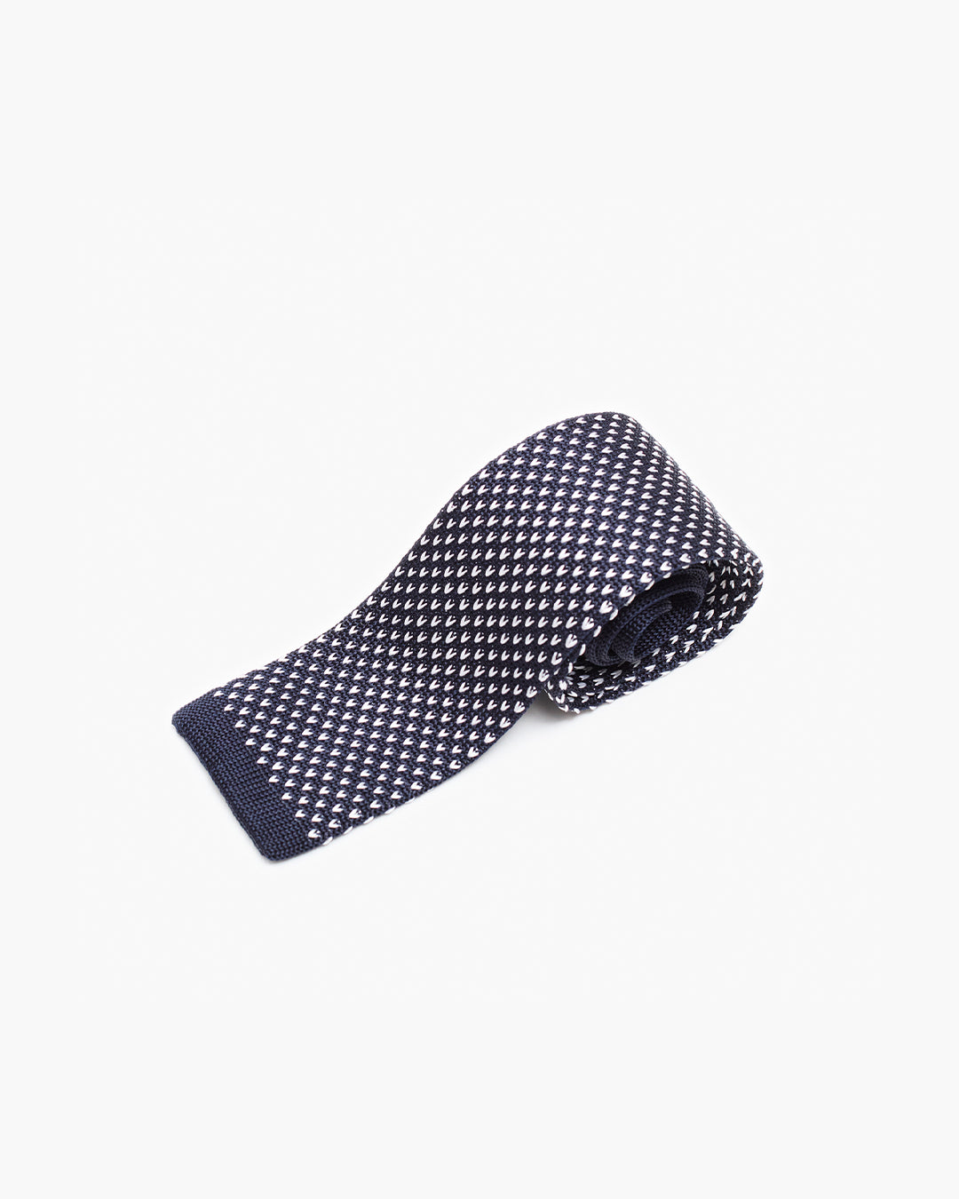 Silk Knitted Tie - Navy & White Arrow Pattern