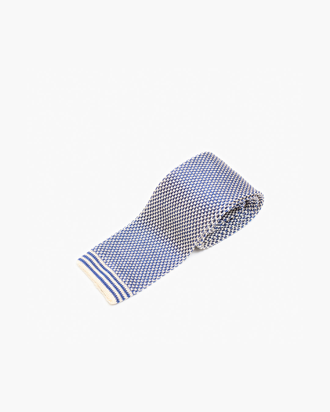 Silk Knitted Tie - Blue & White Weave