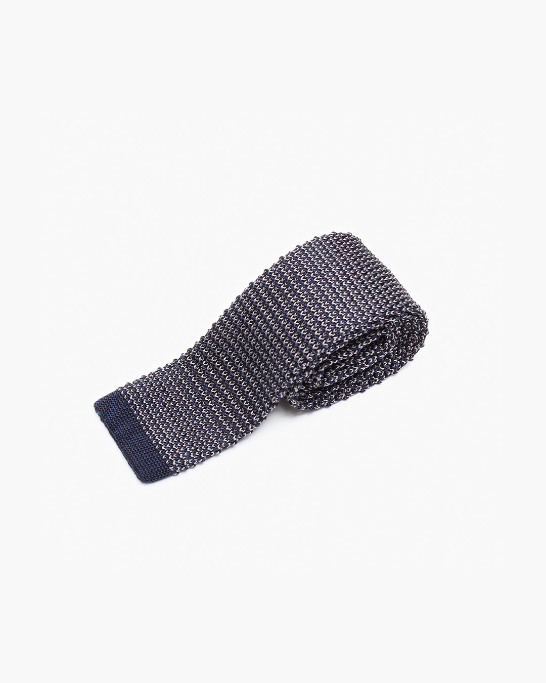 Silk Knitted Tie - Navy & Grey Weave