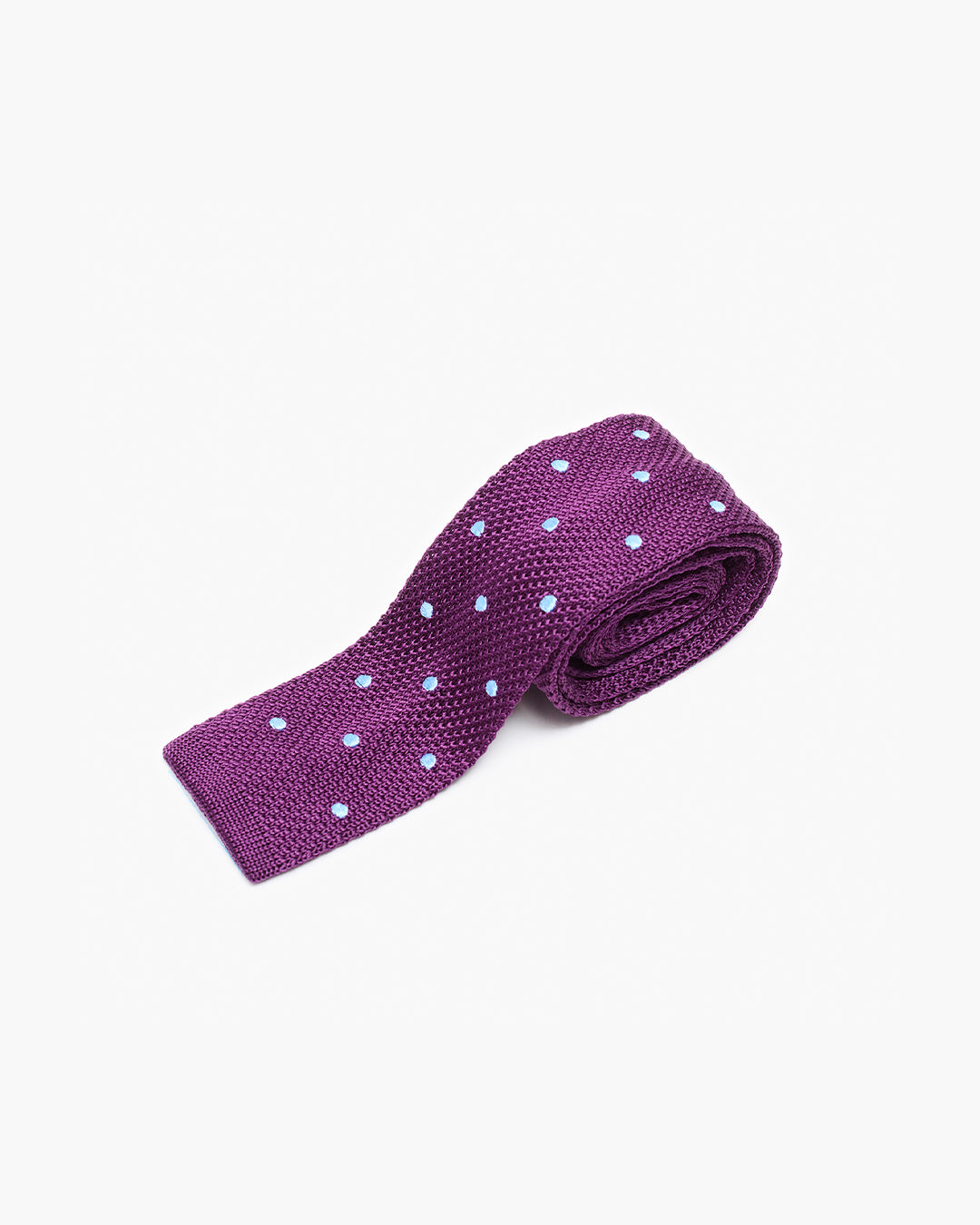 Silk Knitted Tie - Purple & Blue Polka Dot
