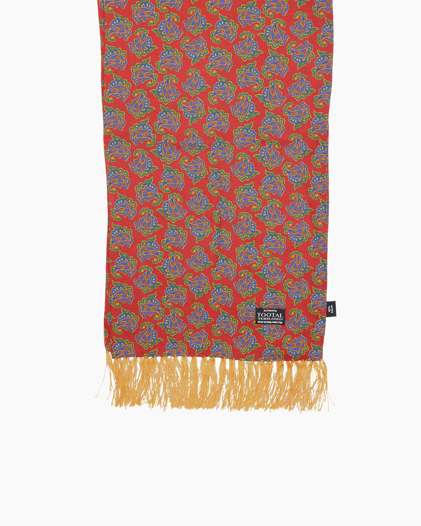 Burnt Red Paisley Fringed Scarf