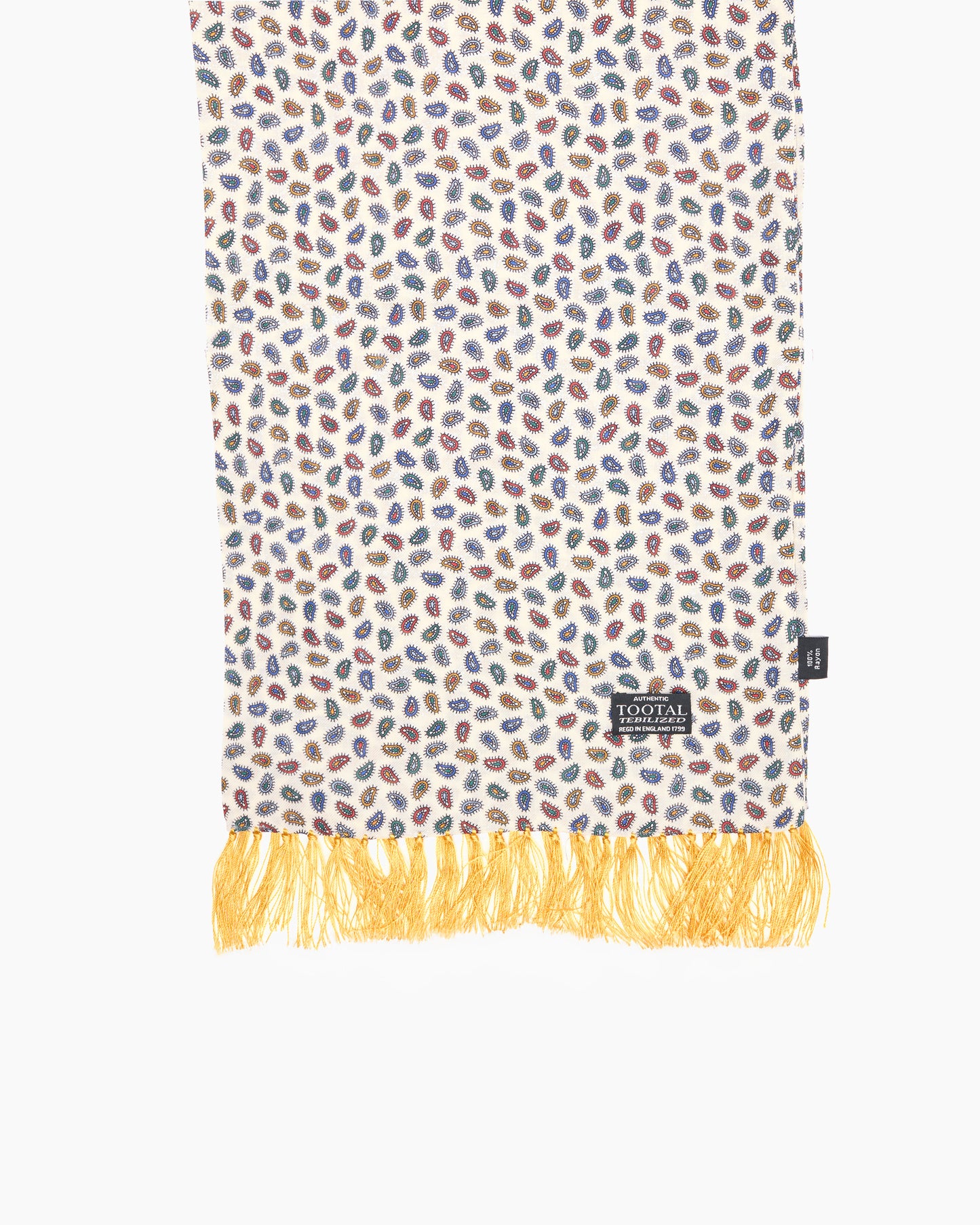 Cream Mini Paisley Fringed Scarf