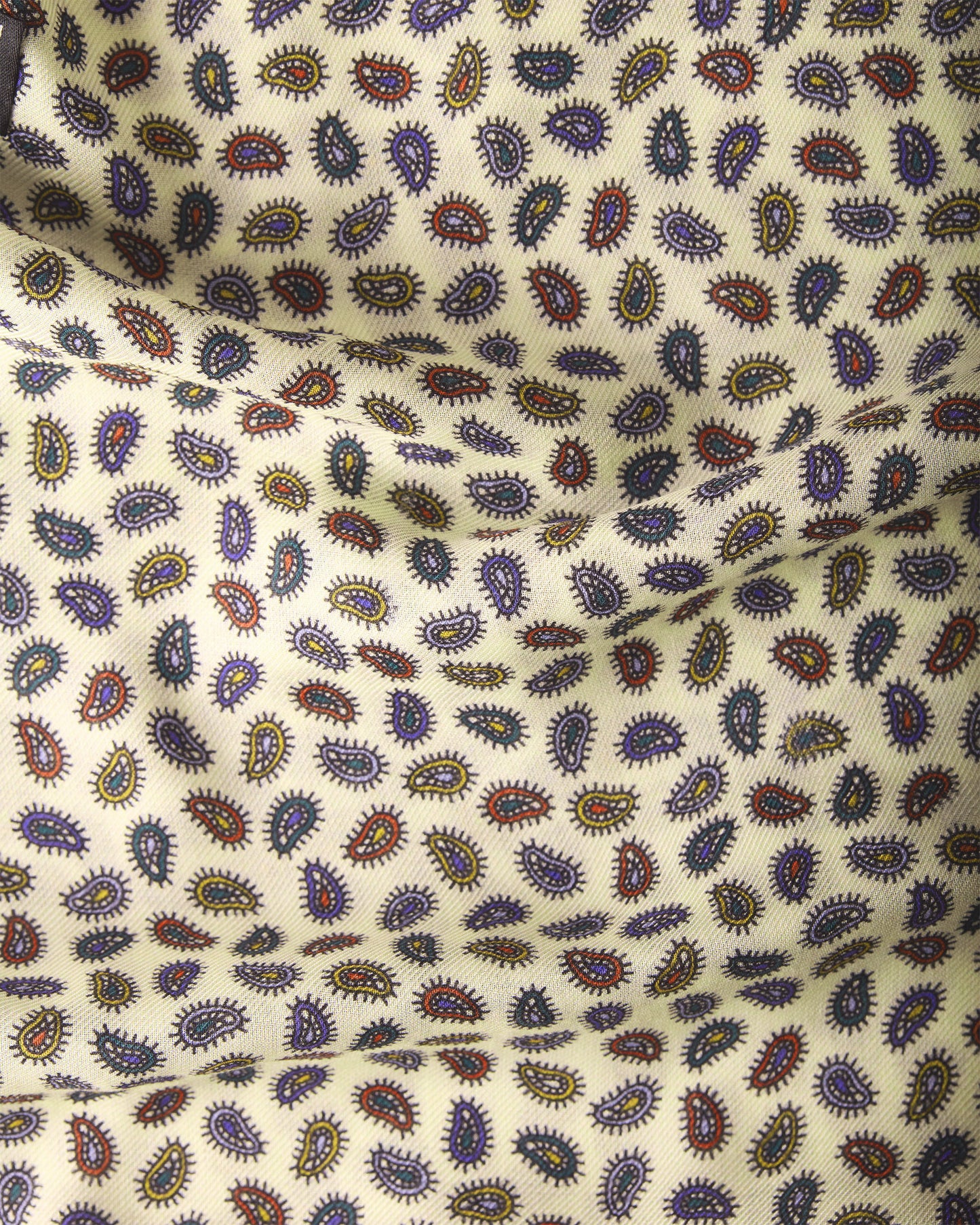 Cream Mini Paisley Fringed Scarf