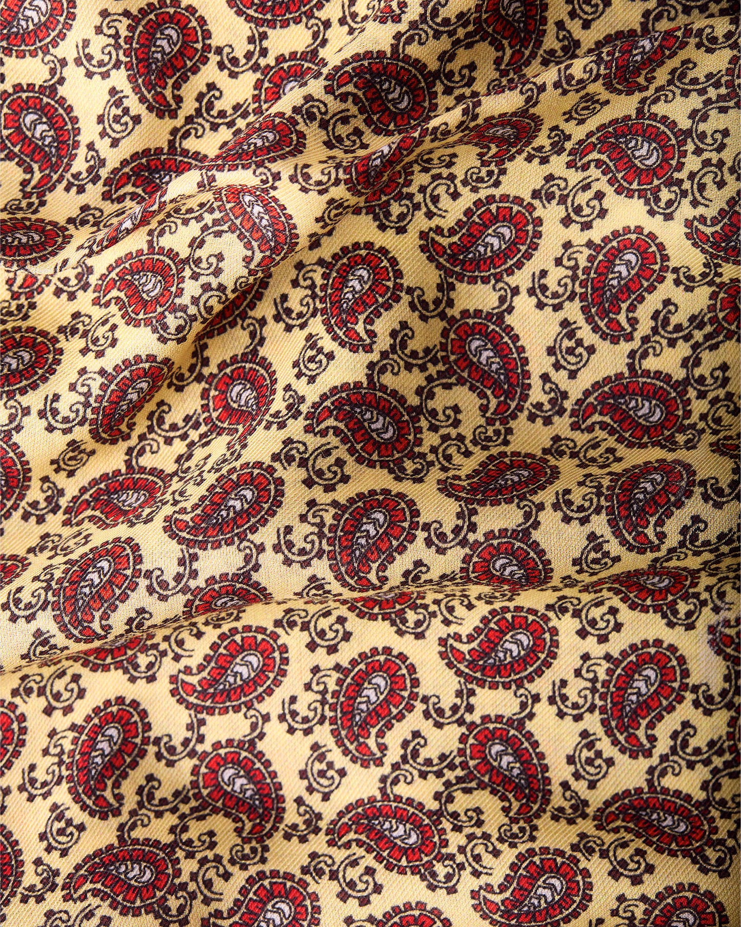 Gold & Crimson Paisley Fringed Scarf