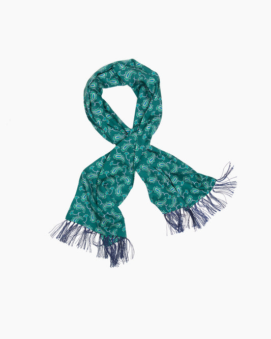 Green Paisley Fringed Scarf