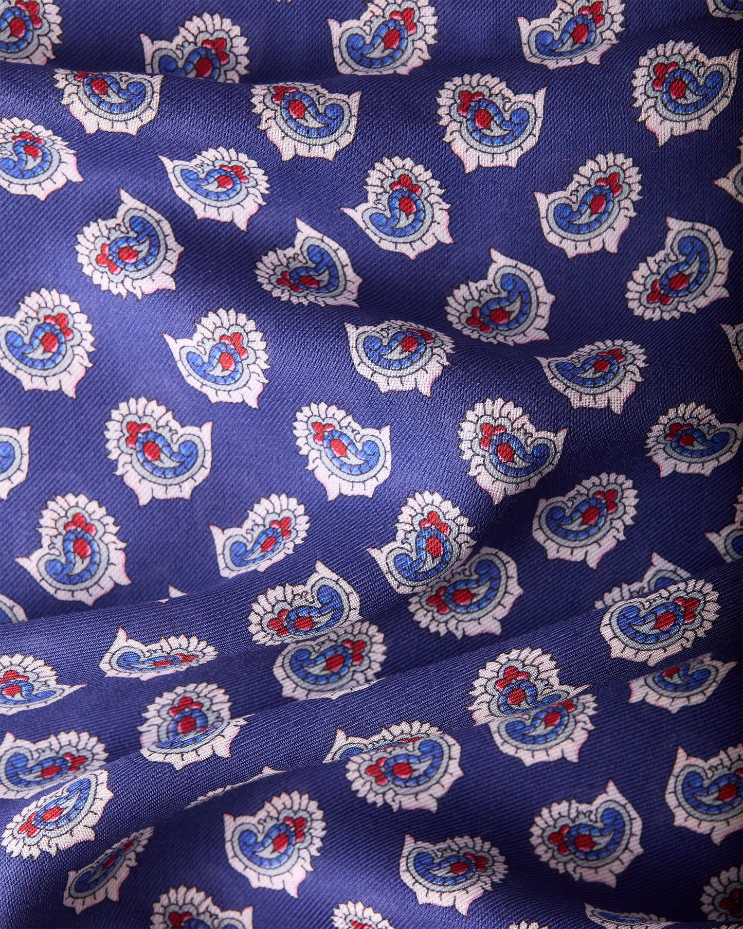 Rich Blue Paisley Fringed Scarf