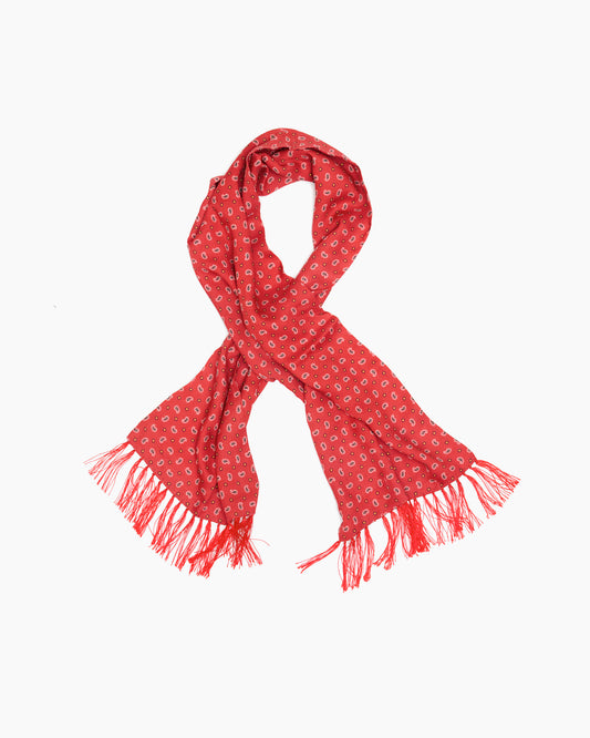 Scooter Red Paisley Fringed Scarf