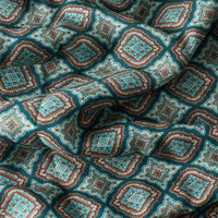 Teal Medallion Fringed Scarf