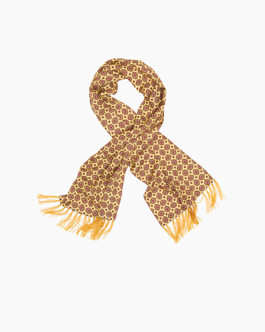 Yellow Medallion Fringed Scarf