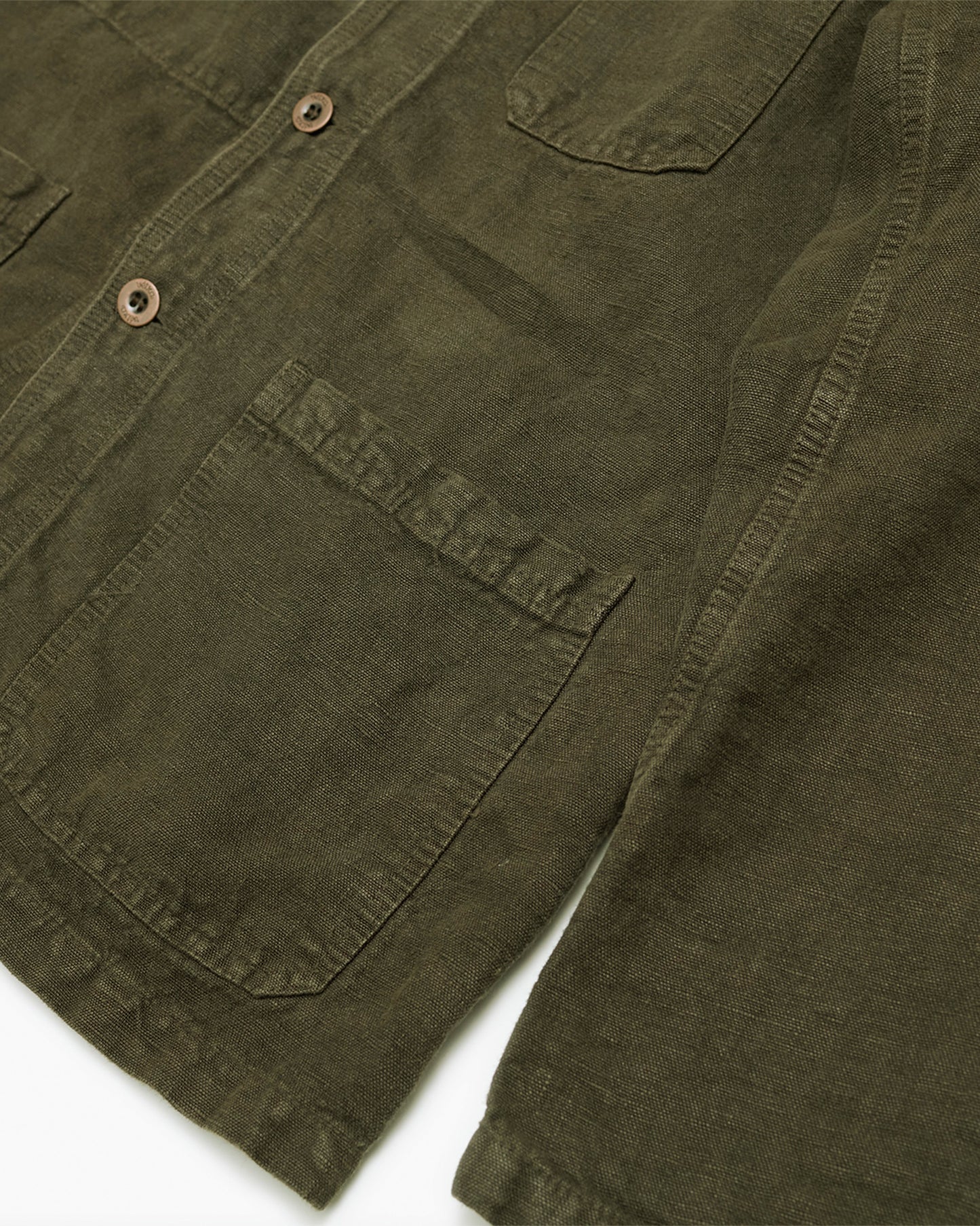 Heavy Linen Workwear Jacket Olive